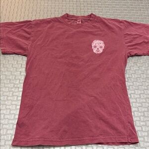 Zero Gravity Light Washed Burgundy Skull Graphic Tee Shirt M